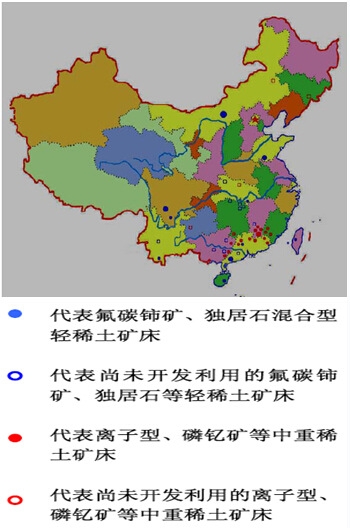 中國稀土分類型分布情況